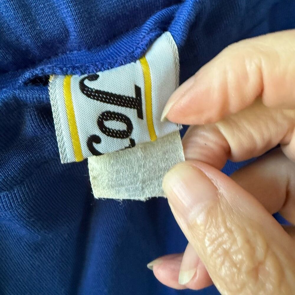 Vintage 70s 2pc Blue White Wide Leg High Rise Pants Crop Top S M 4 6 - Picture 9 of 16